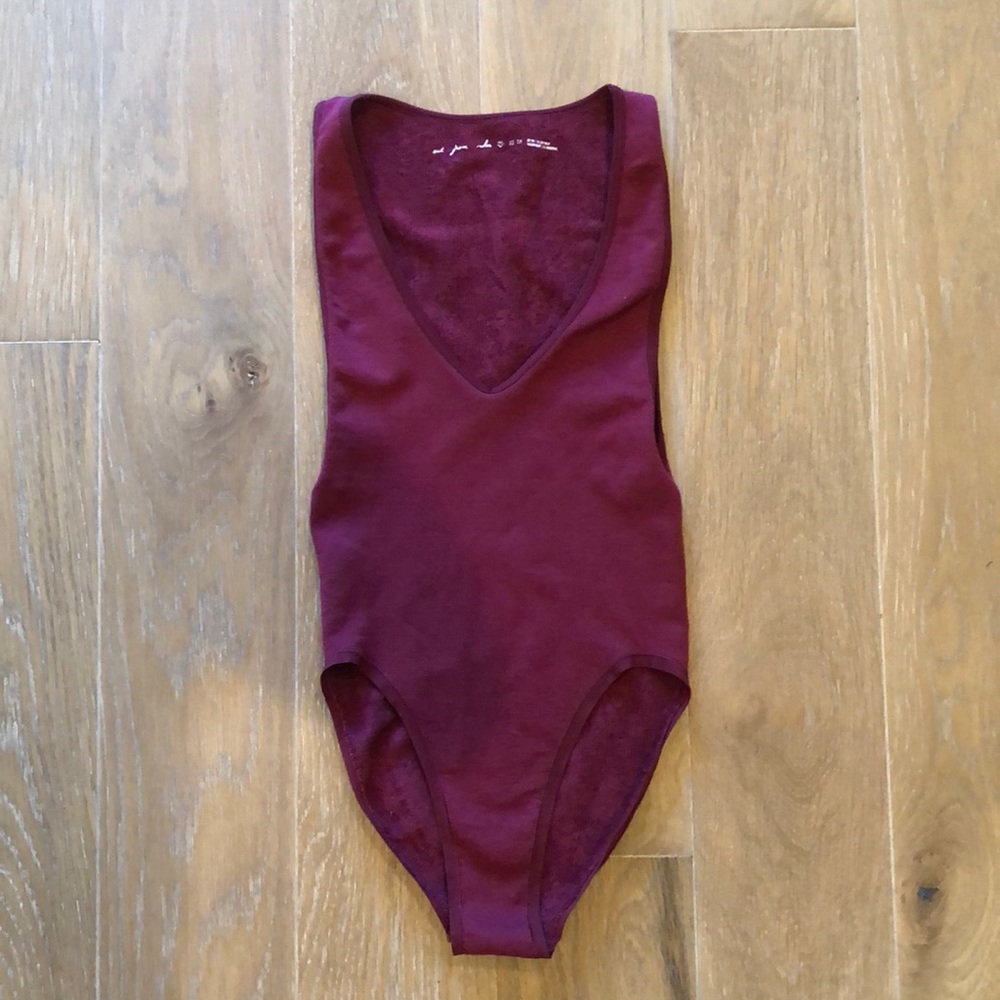 XS Free People Burgundy Bodysuit
